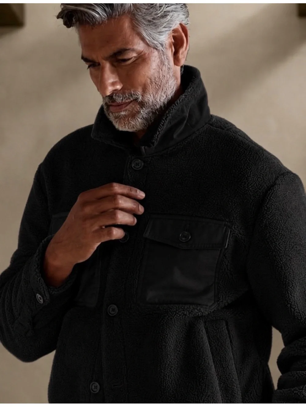 NWT Banana Republic Sherpa Shirt Jacket Black Size L